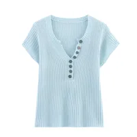 Women's T-shirt Short Sleeve Sweaters & Cardigans Elegant Solid Color main image 2