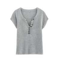 Women's T-shirt Short Sleeve Sweaters & Cardigans Elegant Solid Color main image 3
