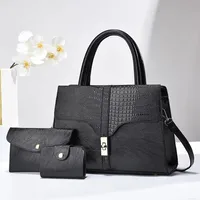 Women's Pu Leather Color Block Crocodile Streetwear Square Zipper Shoulder Bag main image 4