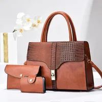 Women's Pu Leather Color Block Crocodile Streetwear Square Zipper Shoulder Bag main image 5