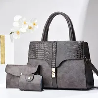 Women's Pu Leather Color Block Crocodile Streetwear Square Zipper Shoulder Bag sku image 3
