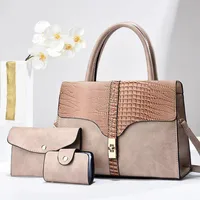 Women's Pu Leather Color Block Crocodile Streetwear Square Zipper Shoulder Bag sku image 4