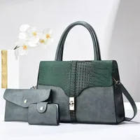 Women's Pu Leather Color Block Crocodile Streetwear Square Zipper Shoulder Bag sku image 6