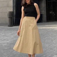 Women's Skirt Casual Pocket Solid Color Midi Dress Daily main image 2