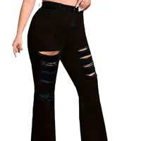 Women's Daily Casual Solid Color Full Length Ripped Flared Pants main image 3