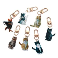 1 Piece Cartoon Style Cute Funny Cat Acrylic Alloy Bag Pendant main image 2