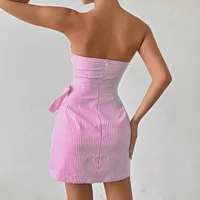 Women's Sheath Dress Casual Elegant Sexy Strapless Backless Sleeveless Stripe Above Knee Holiday Daily main image 2