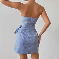 Women's Sheath Dress Casual Elegant Sexy Strapless Backless Sleeveless Stripe Above Knee Holiday Daily main image 5