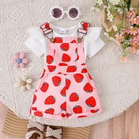 Foreign Trade  Europe And The United States Summer Girls Baby Girls Suit Baby Children's Flying Sleeve Short Sleeve Hare Printed Sleeve Pants main image 1