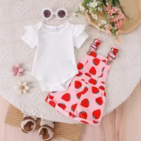 Foreign Trade  Europe And The United States Summer Girls Baby Girls Suit Baby Children's Flying Sleeve Short Sleeve Hare Printed Sleeve Pants main image 2
