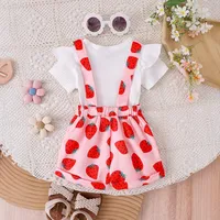 Foreign Trade  Europe And The United States Summer Girls Baby Girls Suit Baby Children's Flying Sleeve Short Sleeve Hare Printed Sleeve Pants main image 3