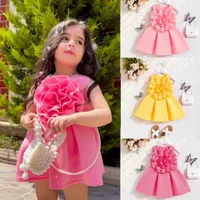 Hot Selling Children's Clothing  Girls Summer Sleeveless Oversized Flower Ruffled Dress Princess Dress Children's Suit main image 1