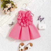 Hot Selling Children's Clothing  Girls Summer Sleeveless Oversized Flower Ruffled Dress Princess Dress Children's Suit sku image 2