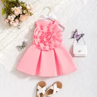 Hot Selling Children's Clothing  Girls Summer Sleeveless Oversized Flower Ruffled Dress Princess Dress Children's Suit main image 4