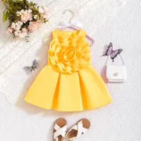 Hot Selling Children's Clothing  Girls Summer Sleeveless Oversized Flower Ruffled Dress Princess Dress Children's Suit sku image 8