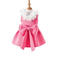 Europe And The United States Summer New Girls Suit Small And Medium-sized Children Baby Children Lace V-neck Bow Dress In Stock main image 5