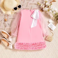 Europe And The United States INS Summer Pink Cute Girls Dress Mesh Sleeve Princess Cake Dress main image 2