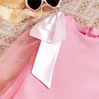 Europe And The United States INS Summer Pink Cute Girls Dress Mesh Sleeve Princess Cake Dress main image 4