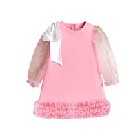 Europe And The United States INS Summer Pink Cute Girls Dress Mesh Sleeve Princess Cake Dress main image 5