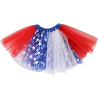 American Independence Day Adult Mesh Skirt Tutu Skirt Sequin Five-pointed Star Three-layer Color-block Pontoon Skirt main image 1