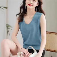Summer New Knitted Small Camisole Women's Inner Base V-Neck Sleeveless Top Outer Wear Explosions Women's Clothing main image 1