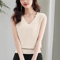 Summer New Knitted Small Camisole Women's Inner Base V-Neck Sleeveless Top Outer Wear Explosions Women's Clothing main image 2