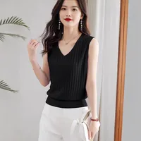 Summer New Knitted Small Camisole Women's Inner Base V-Neck Sleeveless Top Outer Wear Explosions Women's Clothing main image 3