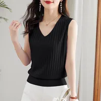 Summer New Knitted Small Camisole Women's Inner Base V-Neck Sleeveless Top Outer Wear Explosions Women's Clothing main image 4