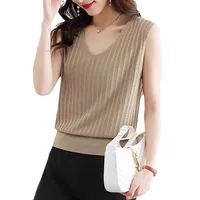 Summer New Knitted Small Camisole Women's Inner Base V-Neck Sleeveless Top Outer Wear Explosions Women's Clothing main image 5