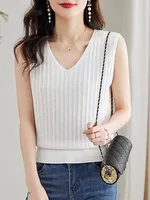 Summer New Knitted Small Camisole Women's Inner Base V-Neck Sleeveless Top Outer Wear Explosions Women's Clothing sku image 2