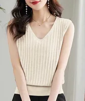 Summer New Knitted Small Camisole Women's Inner Base V-Neck Sleeveless Top Outer Wear Explosions Women's Clothing sku image 3