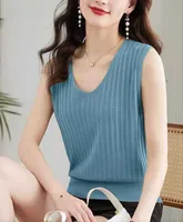 Summer New Knitted Small Camisole Women's Inner Base V-Neck Sleeveless Top Outer Wear Explosions Women's Clothing sku image 4