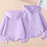 Men's And Women's Spring And Autumn Thin Cardigan Fashion Hooded Sweater Middle And Big Children's Solid Color Casual Coat Zipper Sweater main image 1