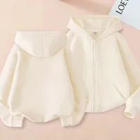 Men's And Women's Spring And Autumn Thin Cardigan Fashion Hooded Sweater Middle And Big Children's Solid Color Casual Coat Zipper Sweater main image 2