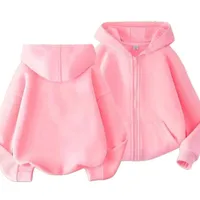 Men's And Women's Spring And Autumn Thin Cardigan Fashion Hooded Sweater Middle And Big Children's Solid Color Casual Coat Zipper Sweater main image 5