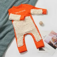 Europe And The United States New Baby Climbing Clothes Baby Mopping Climbing Clothes Button English Long Sleeve Jumpsuit sku image 2