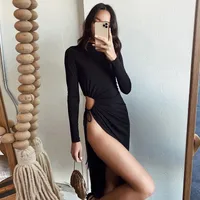 Women's Asymmetrical Dress Romantic Round Neck Long Sleeve Solid Color Maxi Long Dress Banquet Festival main image 4