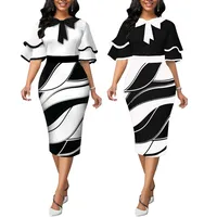 Women's Sheath Dress Elegant British Style Round Neck Half Sleeve Color Block Midi Dress Casual Daily Tea Party main image 1