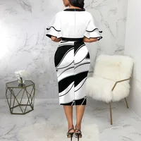 Women's Sheath Dress Elegant British Style Round Neck Half Sleeve Color Block Midi Dress Casual Daily Tea Party main image 3