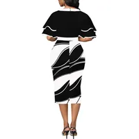 Women's Sheath Dress Elegant British Style Round Neck Half Sleeve Color Block Midi Dress Casual Daily Tea Party main image 4