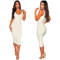 Women's Sheath Dress Elegant British Style Deep U Sleeveless Solid Color Midi Dress Date Tea Party sku image 2