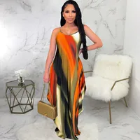 Women's Swing Dress Vacation Sexy Strap Sleeveless Color Block Maxi Long Dress Casual Holiday Tea Party main image 2