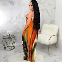 Women's Swing Dress Vacation Sexy Strap Sleeveless Color Block Maxi Long Dress Casual Holiday Tea Party main image 3