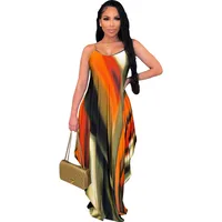 Women's Swing Dress Vacation Sexy Strap Sleeveless Color Block Maxi Long Dress Casual Holiday Tea Party main image 4