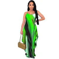 Women's Swing Dress Vacation Sexy Strap Sleeveless Color Block Maxi Long Dress Casual Holiday Tea Party sku image 6