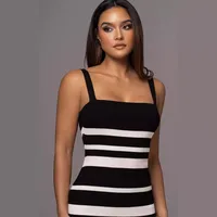 Women's Bodycon Dress Elegant British Style Strap Sleeveless Color Block Stripe Midi Dress Casual Daily main image 2