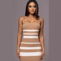Women's Bodycon Dress Elegant British Style Strap Sleeveless Color Block Stripe Midi Dress Casual Daily main image 4