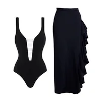 Women's Hawaiian Beach Modern Style Contrast Collar 1 Piece 2 Pieces Set One Piece Swimwear main image 3