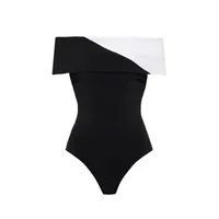 Women's Hawaiian Beach Modern Style Contrast Collar 1 Piece 2 Pieces Set One Piece Swimwear sku image 10