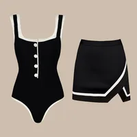 Women's Contrast Collar 1 Piece 2 Pieces Set One Piece Swimwear main image 2